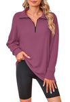 MISFAY Plus Size Sweatshirts for Women Casual Long Sleeve Half Zip Pullover Shirts Tunic Tops for Leggings,Fuchsia,3XL