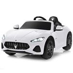 COSTWAY Electric Kids Ride On Car, 12V Battery Powered Compatible Maserati Toy Vehicle with Two Motors, Remote Control, Lights, USB, Horn and Music, for 3 + Years Old (White)