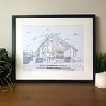 Elland Road Stadium, Leeds United Football Stadium Print, Gift Present For Football Fan, Gift For Dad, Brother, Son, Unique Football Gift, Hand drawn artwork, UK based artist