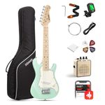 Donner 30 Inch Kids Junior Electric Guitar Beginner Kit ST Style Mini Guitar Premium Bundle with Amp, Tuner, Capo, Bag, Strap, String, Cable (DSJ-100, Mint Green)