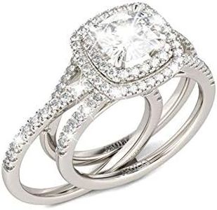 Jeulia Brilliant Classic Band Rings Sets for Women 925 Sterling Silver Fashion Ring Sets Wedding Engagement Anniversary Promise Ring Bridal Sets Jewelry (7.0(U.S))