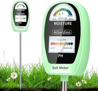 AiGerdinn 2-in-1 Soil Test Kit, Soil Moisture Meter, Soil pH Meter -Dual Dial-Simultaneously-Display Results-Soil pH Tester, Moisture Meter for House Plants,Lawn,Garden,Farm Indoor&Outdoor-BabyGreen