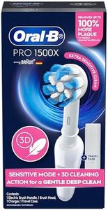 Oral-B Pro 1500X Electric Toothbrush with Travel Case and Charger, White