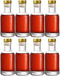 shyliey 8 Pack Clear Glass Bottles 3.4oz/100ml Bottles for Wine Beverages Drinks Oil Vinegar Kombucha Beer Water Soda with Gold Cork Stopper Airtight Lid (8 Pack)