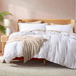 Nestl Bedding Duvet Cover 3 Piece Set – Ultra Soft Double Brushed Microfiber Hotel Collection – Comforter Cover with Button Closure and 2 Pillow Shams, White - King 90"x104"