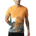 HUETRAP Men's Guitar Galaxy Orange T shirt