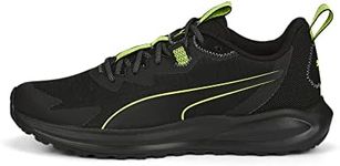 PUMA Men's Twitch Runner Trail Sneaker, Black-Lime Squeeze