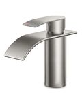 FORIOUS Waterfall Bathroom Taps,Stainless Steel Bathroom Sink Taps with Spout Height 80 MM,Single Handle Mixer Cold and Hot Water Basin Taps Water-Saving, Energy-Saving Brushed Nickel