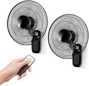 Aotop 16 inch Wall Mount Fan with Remote Control - 2 Pack, 3-Speed and 3 Modes, Timer Function, Adjustable Head, Oscillating Fan for Home and Office - Black