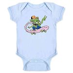 Pop Threads Skateboard Monster Retro Cool Funny Light Blue 24M Infant Bodysuit