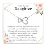 VOSAP Daughter Gifts, Two Interlocking Hearts Pendant Necklace for Daughter, Perfect Daughter Gifts from Mum Dad, Christmas Gifts Birthday Gifts Graduation Gifts for Daughter