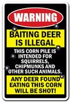 Baiting Deer is Illegal Any Deer Found Will Be Shot! Warning Decal | Indoor/Outdoor | Funny Home Décor for Garages, Living Rooms, Bedroom, Offices | SignMission Gift Hunting Wall Plaque Decoration