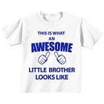 60 Second Makeover Limited This is What an Awesome Little Brother Looks Like White Tshirt Size - Blue Text6-12 Months