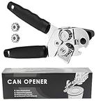 Stainless Steel 3 in 1 Can Opener with 2 Blades Heavy Duty Manual, Adjustable Smooth Edge Professional Magic Tin/Bottle Openers That Works for Elderly, Arthritic, Left Hands (Non-Automatic/Electric)