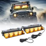OPP ULITE Emergency Flashing Dash Strobe Lights 2 in 1, 24pcs Led, 26 Flash Mode, Memory Function, DC 12V-24V Cigarette Plug Front/Rear Windshield Warning Light Bar for Vehicles Trucks, Amber