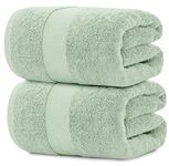 White Classic Luxury Bath Sheet Towels Extra Large | Highly Absorbent Hotel spa Collection Bathroom Towel | 35x70 Inch | 2 Pack (Green)