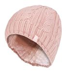 HEAT HOLDERS - Womens Thermal Fleece Lined Cable Knit Winter Beanie Hat 3.4 tog (One Size, Light Pink)