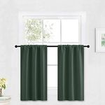 RYB HOME Small Curtains Blackout - Privacy Energy Efficiency Mini Curtains for Kids Bedroom RV Camper Windows Trailer Bathroom Kitchen Cabinet Door Window, W 29 x L 36, Dark Green, 2 Panels