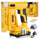 Alloyman 3/8''Crown Stapler, 18 Gauge 2 in 1 Cordless Brad Nailer/Electric Stapler with 2.0AH Battery & Charger, Nail Gun Battery Powered with 2,000PCS Staples and Nails for Upholstery & Family DIY