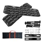 CStern Recovery Board Emergency Rescue Tire Ladder Anti Skid Pad Non Slip Plate Traction Tracks Grip Mats 2 Pcs Black for Off-Road Wheel Tyre Ice Mud Sand Snow Trapped Vehicle Self-help