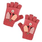 Kids Winter Flip Top Gloves Cute Cartoon Warm Knitted Magic Mittens Convertible Fingerless Gloves for Boys Girls