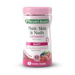 Nature's Bounty Hair, Skin and Nails Gummies - Pack of 60 Gummies, 30 Day Supply - With Collagen, Biotin, Zinc and Vitamins C and E - Supports Hair Growth and Healthy Shine