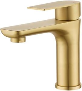 ACA International WELS Bathroom Basin Mixer Tap,Single Handle Bathroom Faucet,Solid Steel Bathroom Sink Tap(Brushed Yellow Gold)