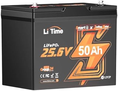 LiTime 24V 50Ah TM Lithium Batterie mit Bluetooth für Marine Trolling Motor, Niedertemperatur Schutz, Überspannungsschutz, 15000 Zyklen, 50A BMS