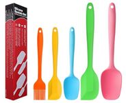 Baskety Silicone Spatula Set Silicone Kitchen Utensils Set of 5 with Basting Pastry Silicone Brush Heat Resistant Non-Stick for Cooking Baking Cake Decorating Rubber Spatula Turner Spoonula (Multi)