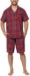 PajamaGram Mens Short Pajamas Set - Mens Pajamas Set Cotton, 100% Cotton, Stewart Plaid, Small