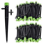 Kalolary 100 Pcs Irrigation System Drippers, 360 Degree Adjustable Irrigation Drip Emitters with Connector for 4mm/7mm Tube, Water Flow Irrigation Drippers Sprinklers for Flower Bed, Garden, Lawn