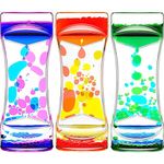 3 Pack Liquid Motion Bubbler,Colorful Hourglass Bubbler Timer Relax Sensory Toys,ADHD Anxiety Autism Activity Fidget Toy,Desk Top，Stress Relief Fidget Water Timers for Kids Teenager Adults