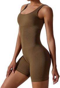 Womens Jumpsuits Unitard Bodysuits One Piece Shorts Rompers Yoga Sleeveless Backless Seamless Bodycon Outfits 2024 Brown M