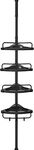 SONGMICS 4-Tier Shower Caddy, 33.5-120.1 Inches Height Adjustable Corner Bathroom Shelf, Shower Organizer, Steel, with 4 Shelves, 3 Hooks, 1 Towel Bar, Black UBCB001B01