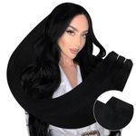 Ugeat 22inch Sew in Hair Extensions Real Human Hair Black Weft Hair Extensions for Black Women Remy Hair Extensions Sew in Straight 100G