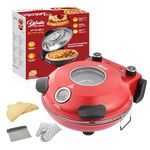 YIBAKE Electric-Pizza-Oven, 31cm Refractory Pizza Stone, 1200W Countertop-Pizza-Maker, 4-Min-Pizza in Pizza Maker, Dual Temp control, with Pizza Peels & Scraper Red