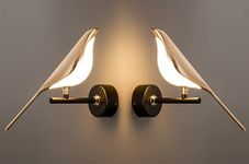 Lamp master Golden Bird Wall Light for Living Room, Modern Wall Lamps for Bedroom, Wall Lights for Home Decoration, Bedside Wall Lamp Scone for resturant/Cafe (Pack of 2)