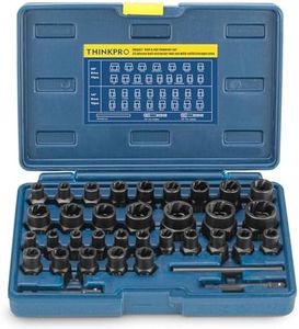 Thinkpro Bolt Extractor Kit,35PCS Nut Extractor Socket Set,Impact Bolt & Nut Remover,Easy Out Bolt Removal Tool for Removing Damaged, Frozen, Rusted, Rounded-Off Bolts, Nuts & Screws