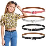 JASGOOD 4 Pack Kids Belt Fashion Glitter BeltJasGood Cute Shiny PU Leather Belt for Girls and Boys,Suit for Waist Size 21"-25"