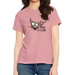 OPLU Women's Regular Fit Tshirt Don't Mess with Me Cotton Printed Round Neck Half Sleeves Trending, Text, Pootlu, Quotes, Owls, Bird Tees and Tshirts.(Pooplu_BabyPink_X-Large)