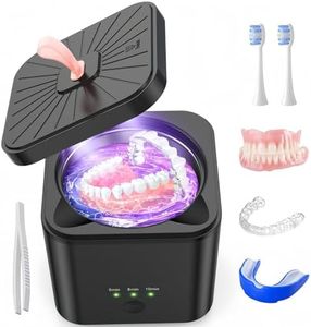 Retainer Cleaner, Ultrasonic Cleaner with UV Light & Timing 45kHz for Dentures, Aligner, Toothbrush Head, 200ML Portable Ultrasonic Cleaner Machine for Dental Appliances, Jewelry etc