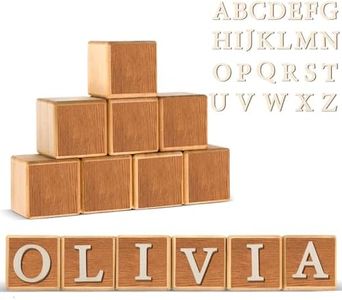 Kigley 8 Pcs Custom Wooden Name Sign 8 Letter Baby Blocks and 78 Wooden Letter Nursery Name Wooden Cubes Baby Wooden Blocks for Nursery Montessori Baby Shower Name Alphabet Wood Signs (Wood)