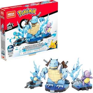 MEGA ​ Pokémon Squirtle Evolution Building Set with 379 Bricks and Special Pieces, Toy Gift Set for Ages 8+ and up, HDH93
