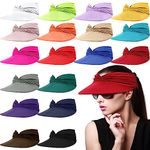 Xtinmee 18 Pcs Sun Visor Hats Wide Brim Summer UV Protection Visors Sport Wear Athletic Sun Visor Caps Golf Visors for Men Women Colored Retro Visor Outdoor, Bright Colors, One Size