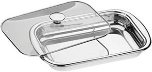 Tramontina Cosmos Stainless Steel Rectangular Roasting Pan with Glass Lid, 39 cm Length