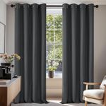 Deconovo Blackout Room Darkening Thermal Insulated Curtains, Energy Efficient & Noise Reducing Grommet Window Drapes for Bedroom, Living Room, Nuresrey, Kids Room, 52x84 Inch, 2 Panels, Dark Grey