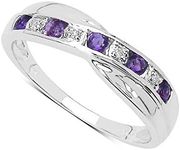 The Diamond Ring Collection: 9ct White Gold 0.25ct Amethyst & Diamond Channel Set Crossover Eternity Ring Valentines Day (Size N) …