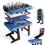 5-in-1 Multi Game Combination Table Set for Kids Table Tennis Table, Pool Table, table football, Slide Hockey, Basketball Shooting for Family Parent-child Interactive for Kids (4ft, 1.2m)