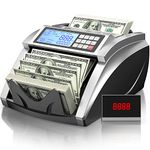PONNOR Money Counter with UV/MG/IR/MT/DD Counterfeit Detection,Counting Value of Cash, Dollar, Euro,Christmas Gift-Bill Counting Machine with Portable Handle,Enlarge LED Display-1,000 Bills/Min