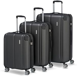Travelite Kofferset 3 teilig Hartschale L/M/S, 4 Rollen, City, Größe S Handgepäck, Reisekoffer Trolleys mit kratzfester Oberfläche, TSA Schloss + Dehnfalte (außer Größe S)